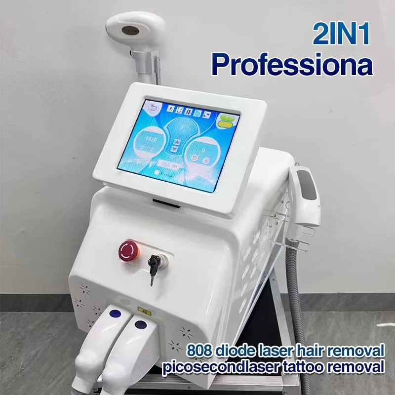 

2 in1nd Yag Tattoo Pigment Removal Machine 808nm diode Laser Hair Removal Machine Q-switched Pico Second Laser Epilator