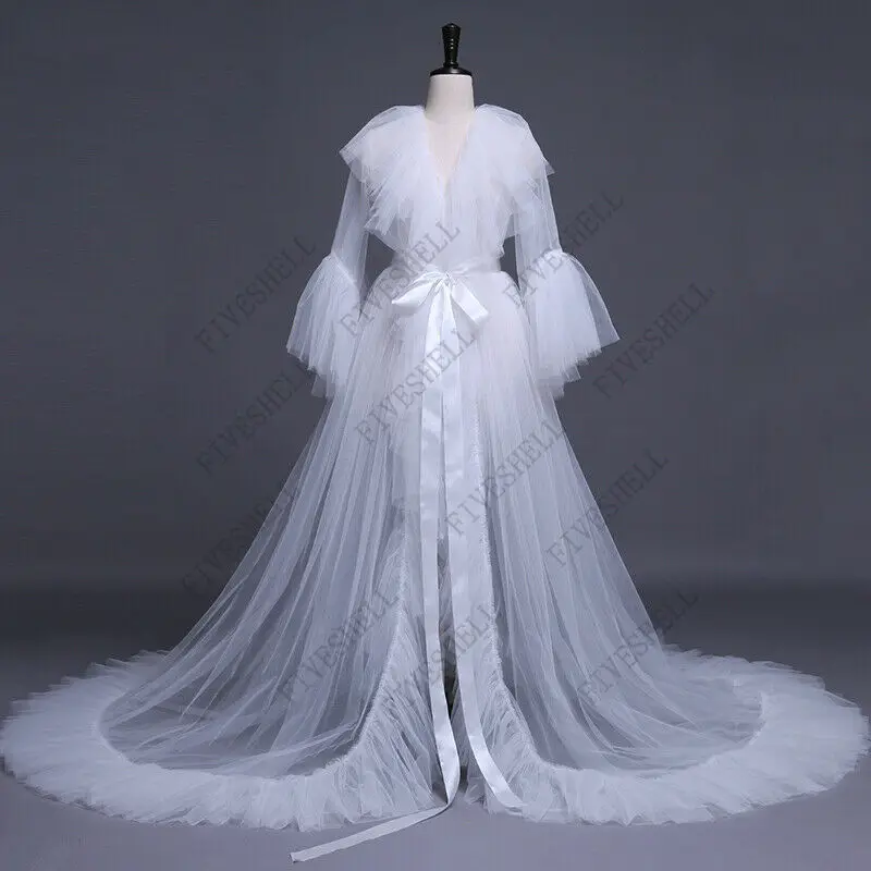 Women's Sexy Robes Solid Lingerie Long Sleeves Lace Dress Sheer Gown See Through Mesh Perspective Robe Gown Sleepwear Nightwear