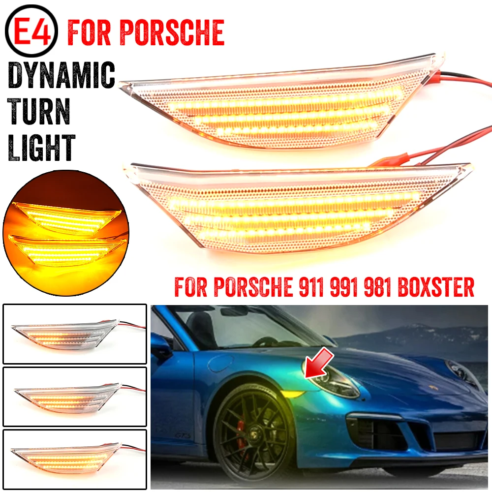 2 шт. для Porsche 991 Carrera S 4 4S GTS Turbo Cayman Boxster 981 718 динамический фонарь поворота боковой