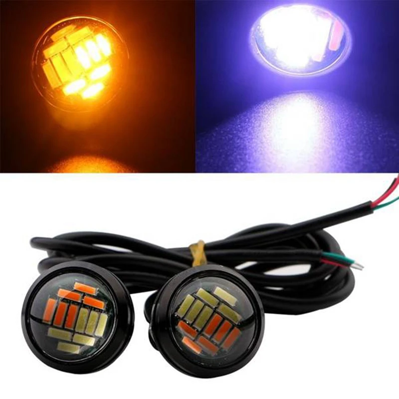 100 шт. 12 в 23 мм двухцветный Switchback 4014 Smd светодиодный Drl Eagle Eye дневные фонари заднего
