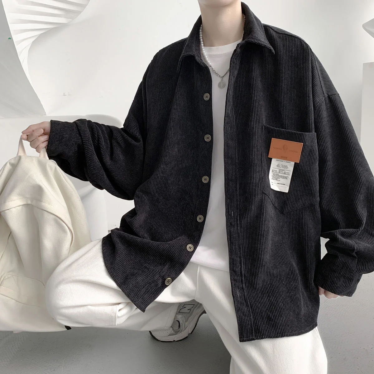 

Privathinker Korean Corduroy Men Shirts Long Sleeve Casual Vintage Male Blouses Tops Fashion Harajuku Oversize Cardigan Clothing