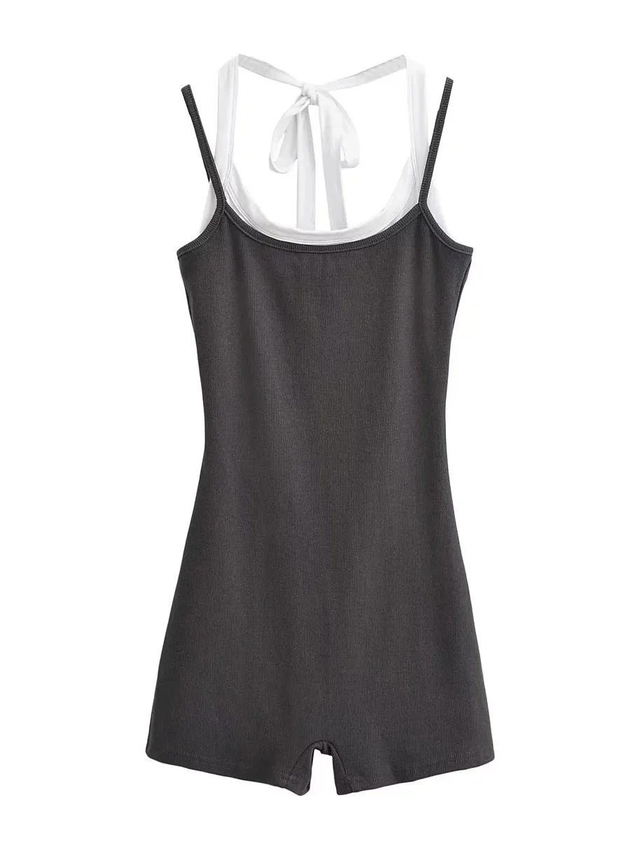 Новые летние тонкие боди с U-образным вырезом контрастного цвета для пикантных