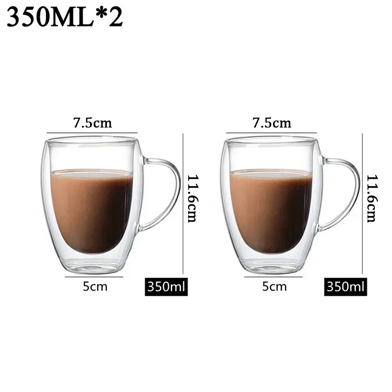 2-6 шт. прозрачные двойные чашки RSCHEF из боросиликатного стекла