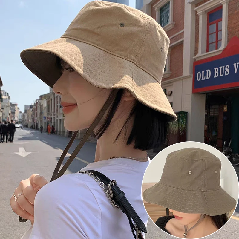 

Summer Foldable Bucket Hats Women Adjustable Outdoor Camping Hiking Fisherman Sunhat Wide Brim Sunscreen Casual Panama Caps