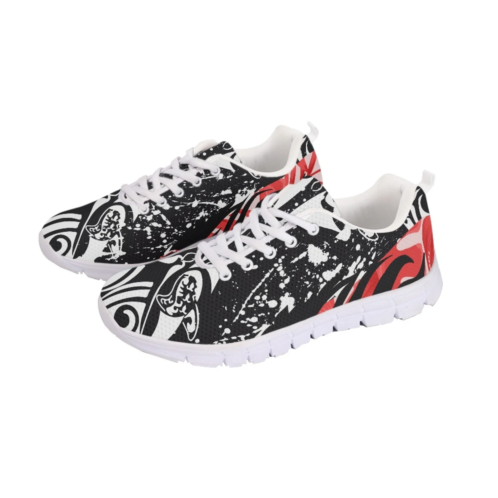 

Polynesian Tribal Samoan Totem Tattoo Samoa Prints Unisex Lace-Up Sneakers Outdoor Comfort Casual Non-slip Walkng Jogging Shoes