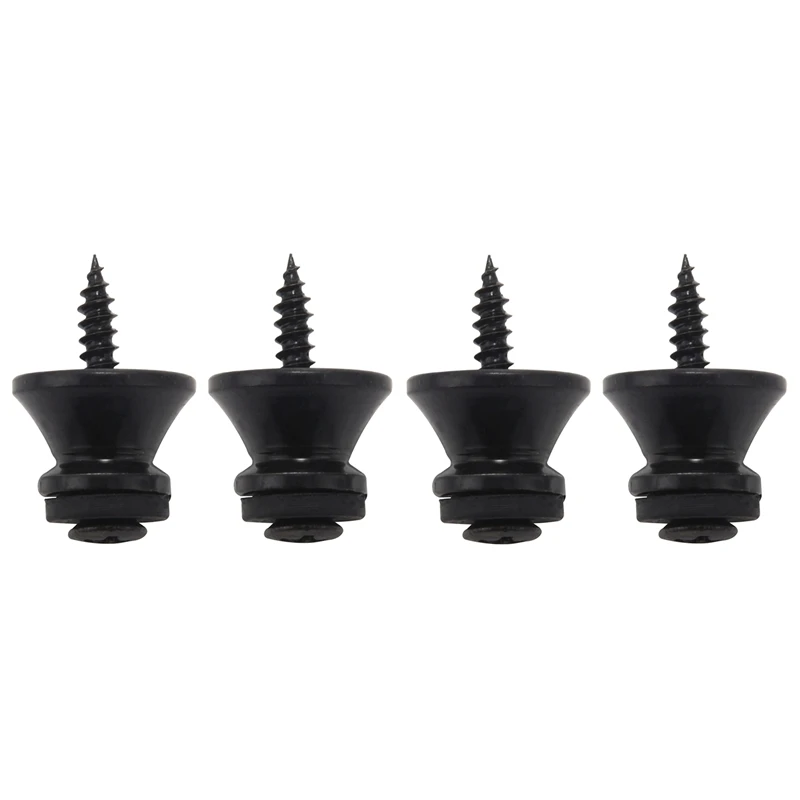 

8 X Electric Acoustic Guitar Bass Strap Button Screw Lock Pins Pegs Pads Black
