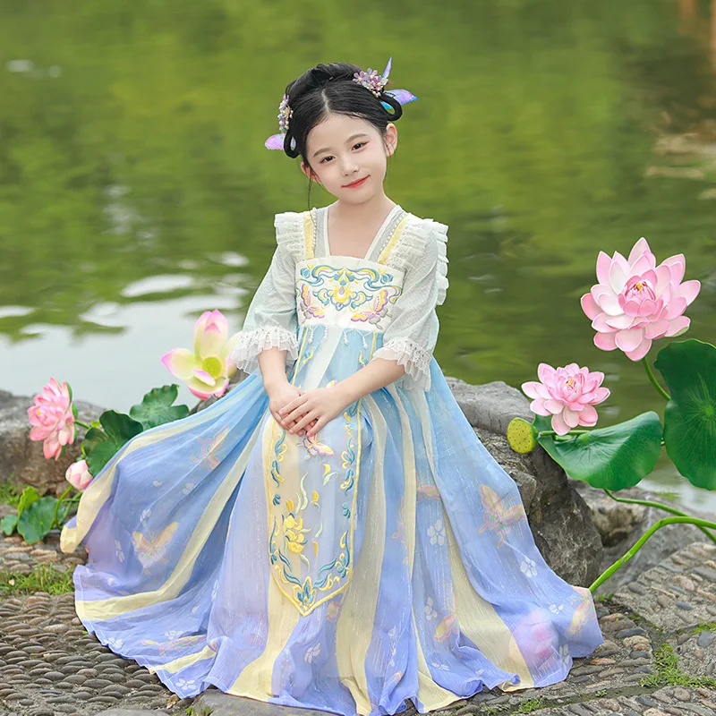 YF01 детское весеннее платье для девочек Hanfu в китайском стиле новинка 2024 супер
