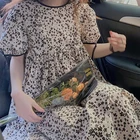 Женское летнее платье с цветочным принтом и коротким рукавом, свободного покроя