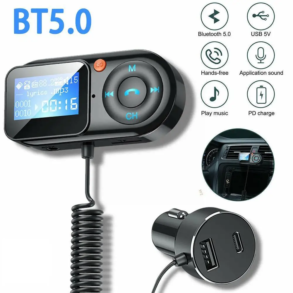 

Автомобильный приемник MP3 Bluetooth 5,0, Автомобильный плеер, музыка, Usb аксессуары, передатчик, автомобильное FM-радио, автомобильное зарядное уст...