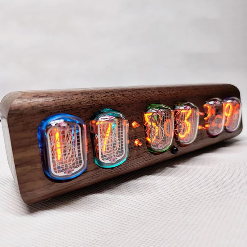 Роскошные Настольные Цифровые часы Nixie в стиле ретро тихий черный орех