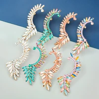 new sparkling rhinestones floral leaf shape drop earrings for women dinner party wedding accessories fashion statement jewelry