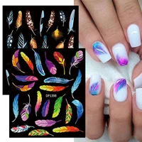 1 sheet nail art sticker 3d wave line gradient nail stickers french nail decals feather fireworks beauty self adhesive manicure