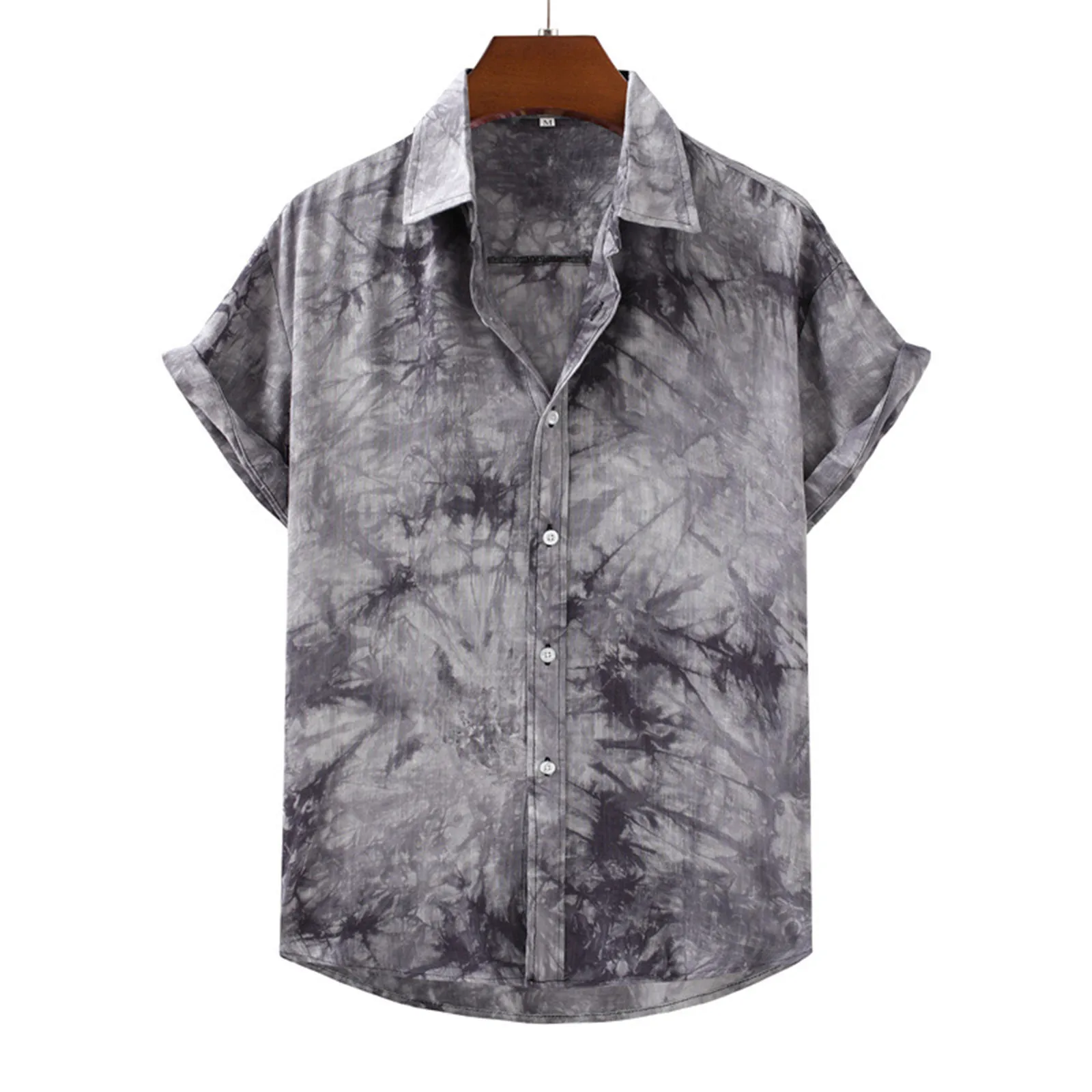 

Men Summer Fashion Tops Shirt Leisure Single Breasted Printed Button Shirt Casual Short business Clothing Turn Down Collar