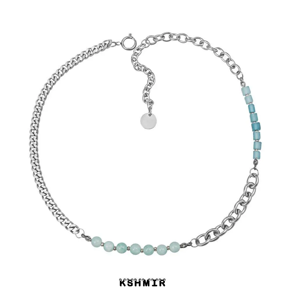 

New Chinese style simple design jade Mosaic necklace neutral titanium heavy industry light luxury tide high-grade clavicle chain