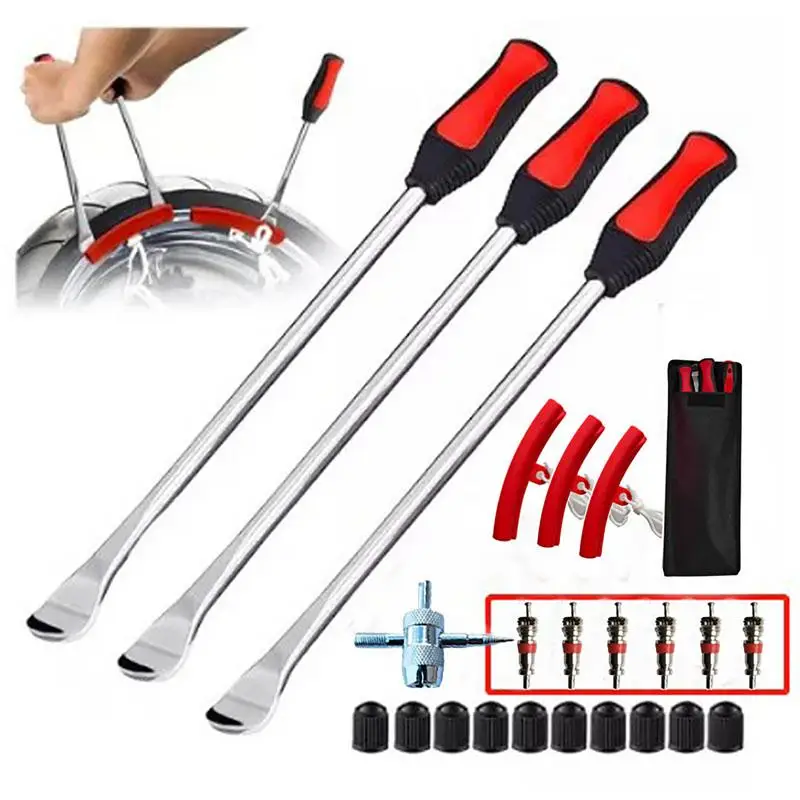 

Tire Spoons Set 13PCS Hardened Steel Crowbar 38cm Long Lever Tool Universal Tire Changing Tools for Car and Motorcycle Tires