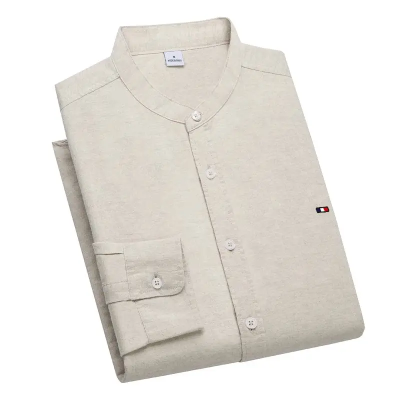 Men Shirt Spring New-Design Solid Color Casual Long Sleeve Linen Shirts Hommes Blouse Fashion Fit Slim Cotton Clothing Male Tops