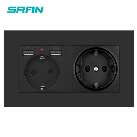 SRAN 2-клавишная розетка с USB 16А
