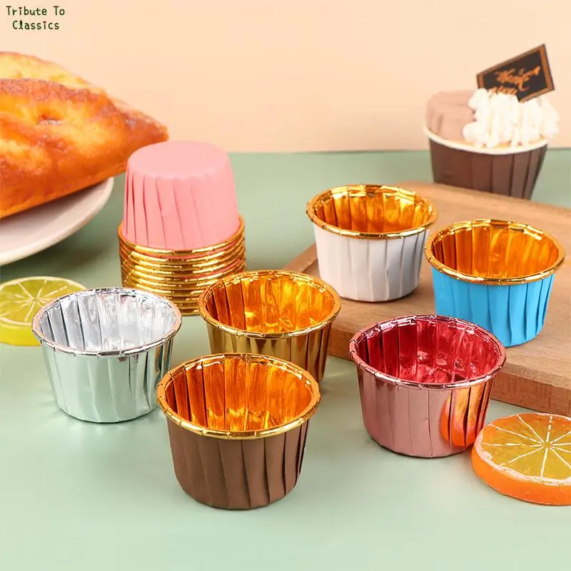 

10Pcs Aluminium Foil Muffin Cupcake Liner Cake Wrappers Baking Cup Tray Case Cake Paper Cups Pastry Tools Party Supplies New