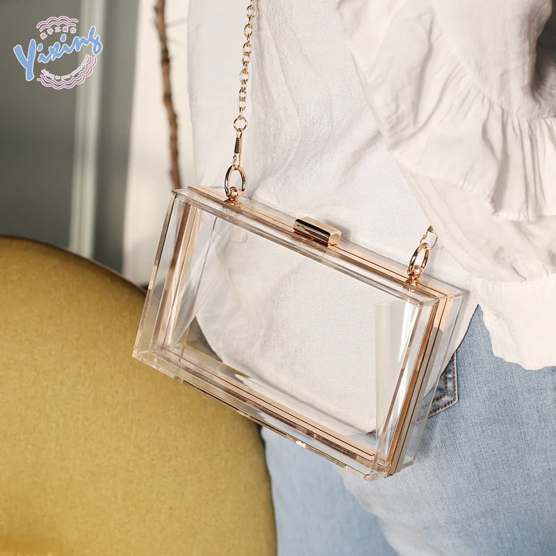 

Acrylic women's bag small square bag summer candy transparent box bag dinner bag chain bag