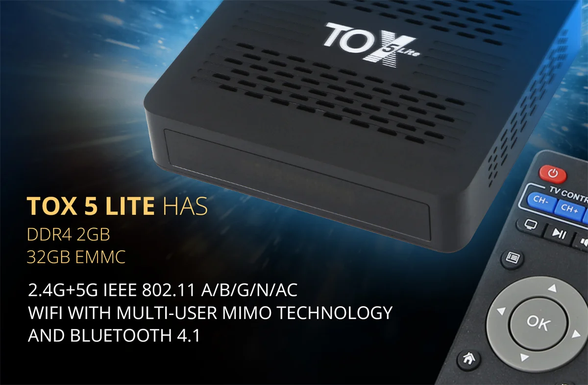Оригинальная ТВ-приставка Ugoos TOX5 Lite на Android 14, S905X5M, 2 ГБ ОЗУ, 32 ГБ памяти, двухдиапазонный Wi-Fi, LAN 1000 Мбитс, BT4.1, H.265, 4K 60fps, DLNA. (art.: 3920dcf6e8728) - 3920dcf6e8728