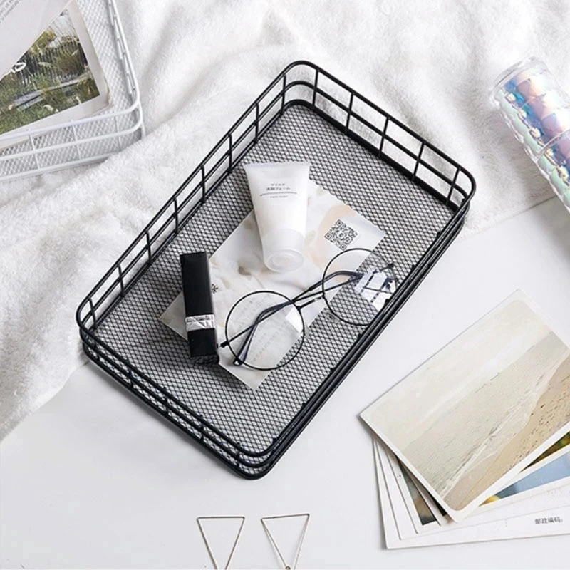 

Simple Style Metal Wire Storage Basket Office Desktop Sundries Makeup Brushes Holder Cosmetics Organizer Kitchen Organizer