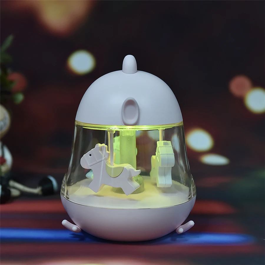 

Dropshipping LED Night Light Children Animal merry-go-round Night Light Cartoon Baby Lamp Rotate Vaulting horse Carrousel
