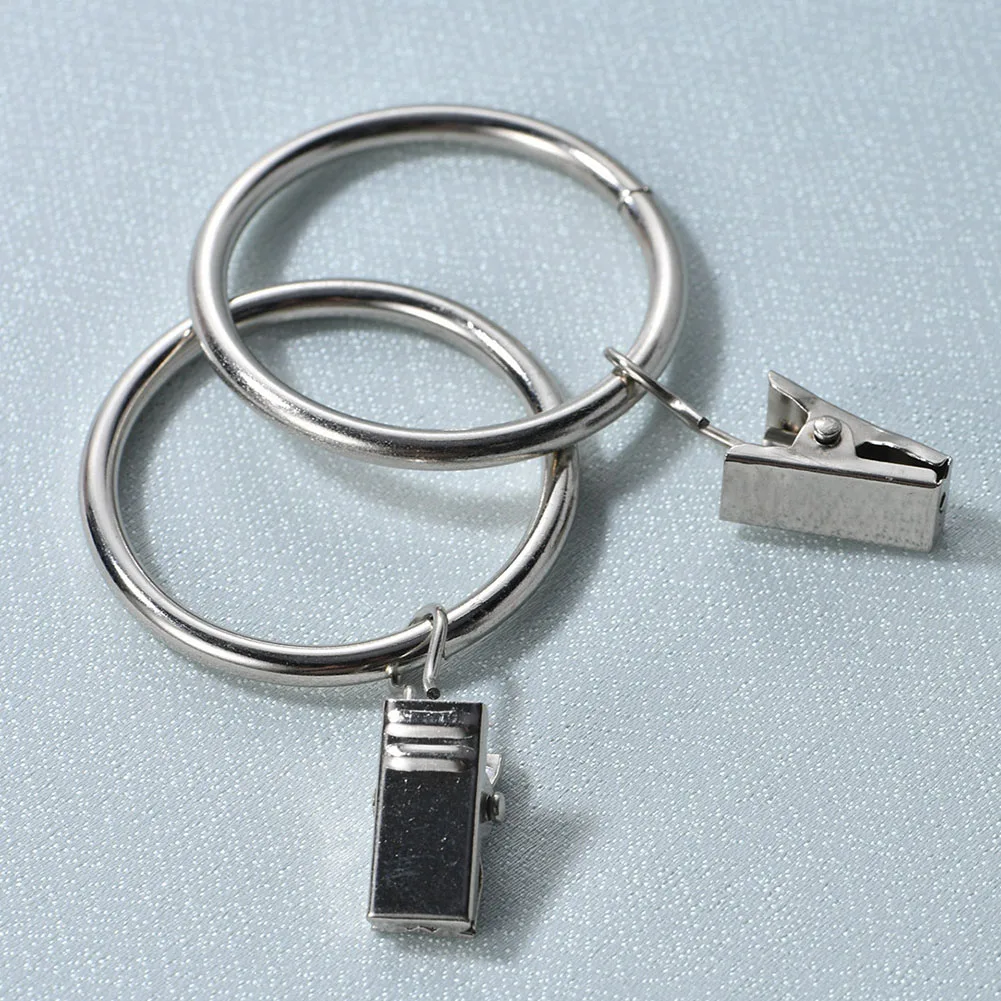 

10pcs Metal Curtain Shower Curtain Hook Clip Bathroom Curtain Loop Replacement Accessories For Curtain Rods Up To 32mm