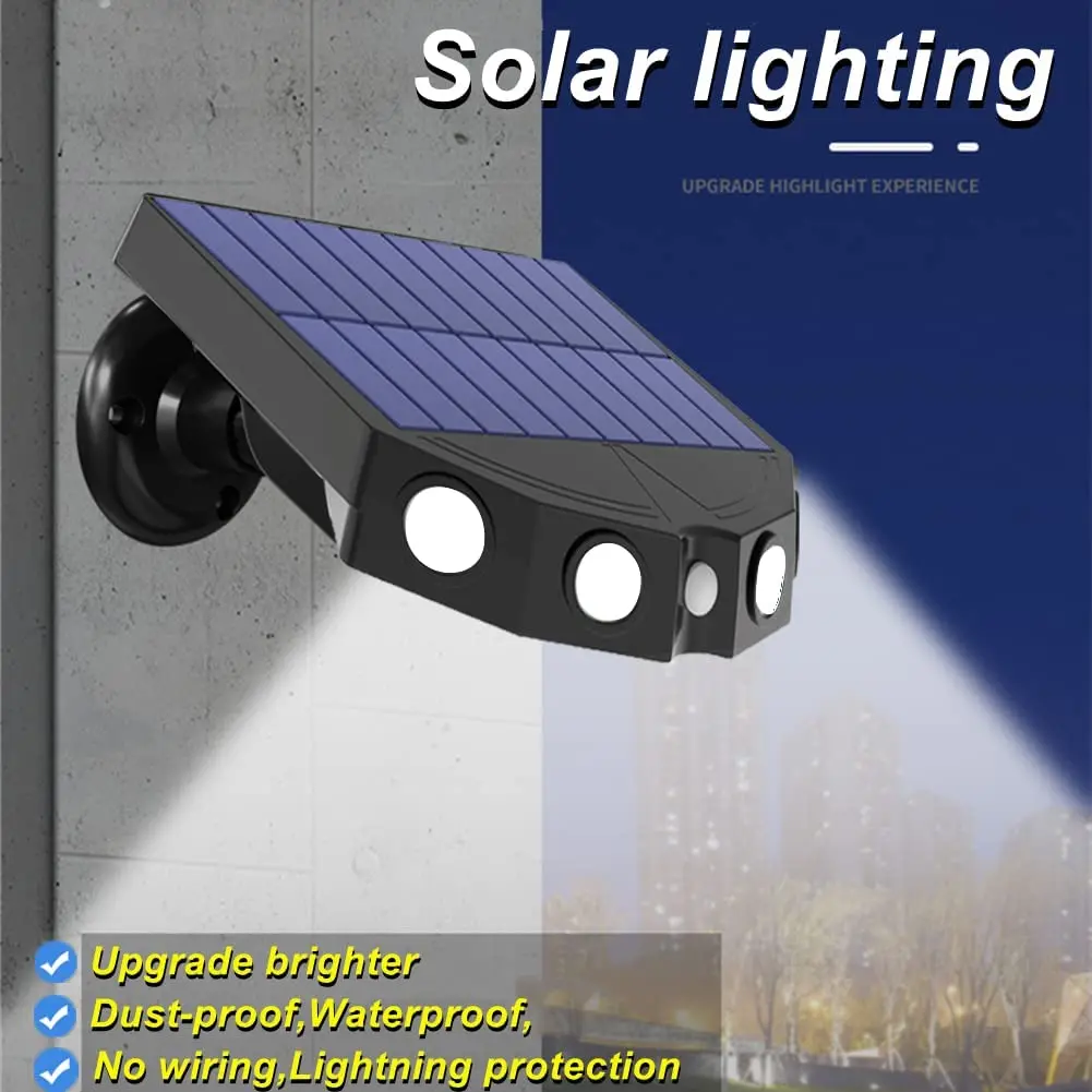 

Outdoor Solar Lamp With Motion Detector 360° Outdoor Solar Spotlight 1200mAh Waterproof Wall Lamp for Garden Garage