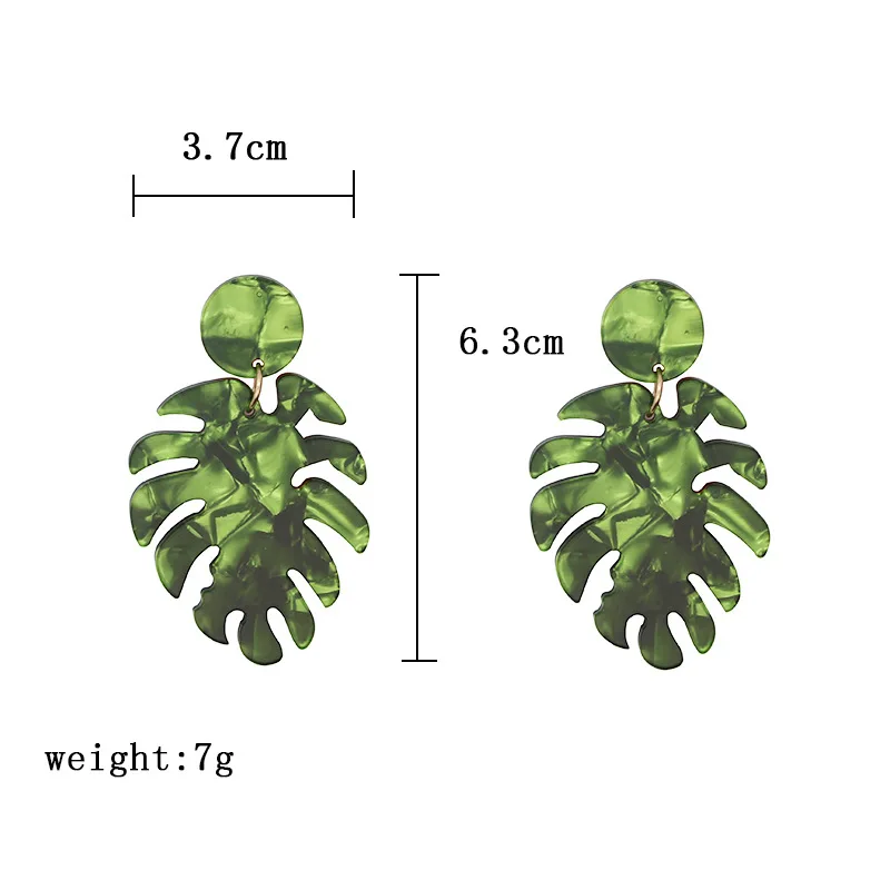 

Женские акриловые серьги в виде листьев черепахи