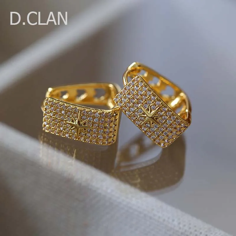 

D.CLAN Comet Geometric Shape Zircon Heart Hollow Hoop Earrings OL Style Basic Daily Fashion Jewelry INS Gift Women Friend Mum