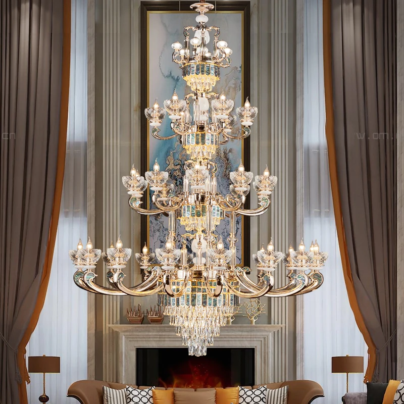 

European Style Living Room Lamp Household Atmospheric Crystal Dining Room Chandelier Bedroom Lamp Zinc Alloy Candle Crystal Lamp