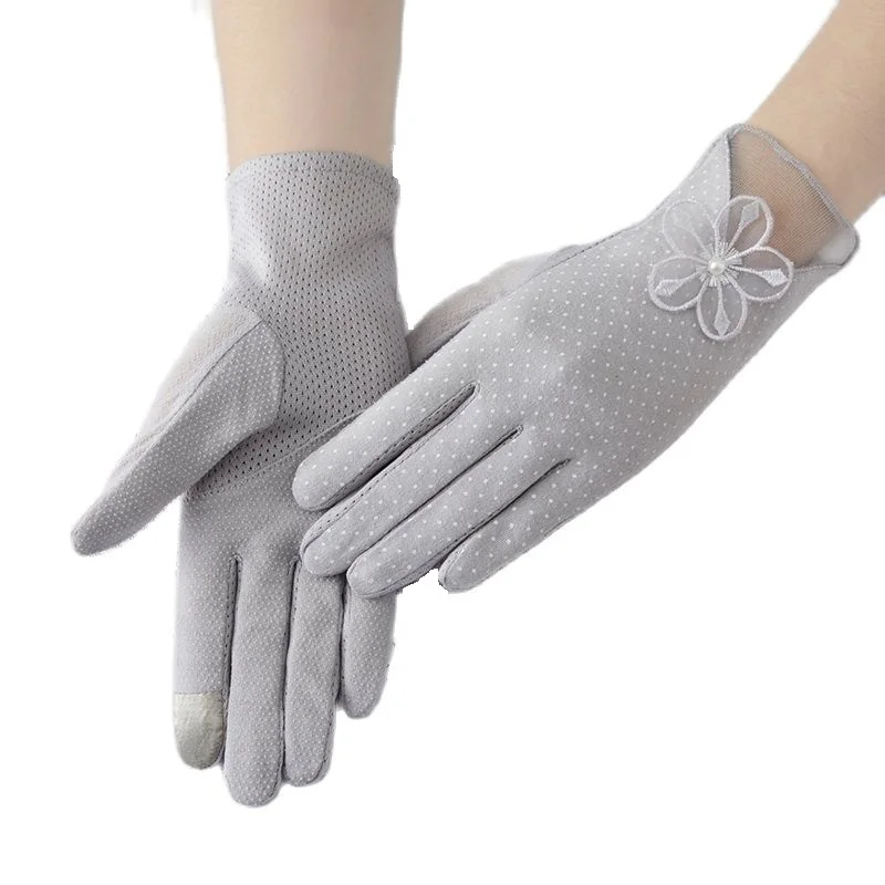 

New Fashion Skimpy Cycling Trendy Flower Dots Touchable Screen Breathable Sun-proof Knitting Wedding Bride Girls Women Gloves