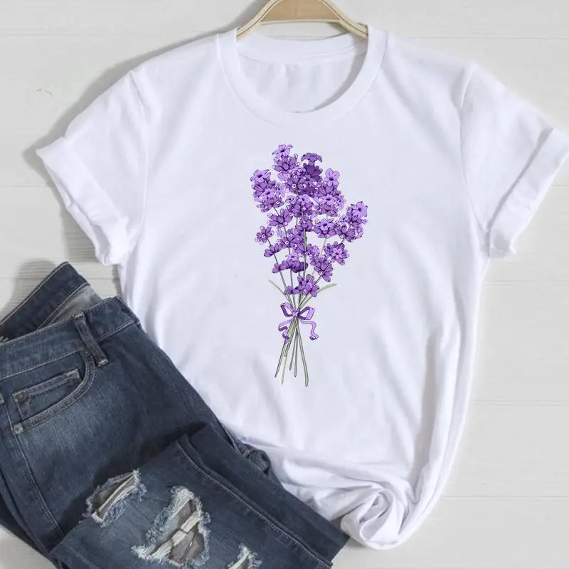 

Funny Tshirt Watercolor Flower Beach Holiday Women T-shirt Fashion Cartoon Summer Graphic Short Sleeve T-shirts Clothes Tops