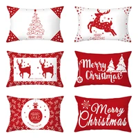 2022 christmas home decor cushion cover 30x50cm rectangle polyester pillow cover for cartoon snowman letter printed pillowcases