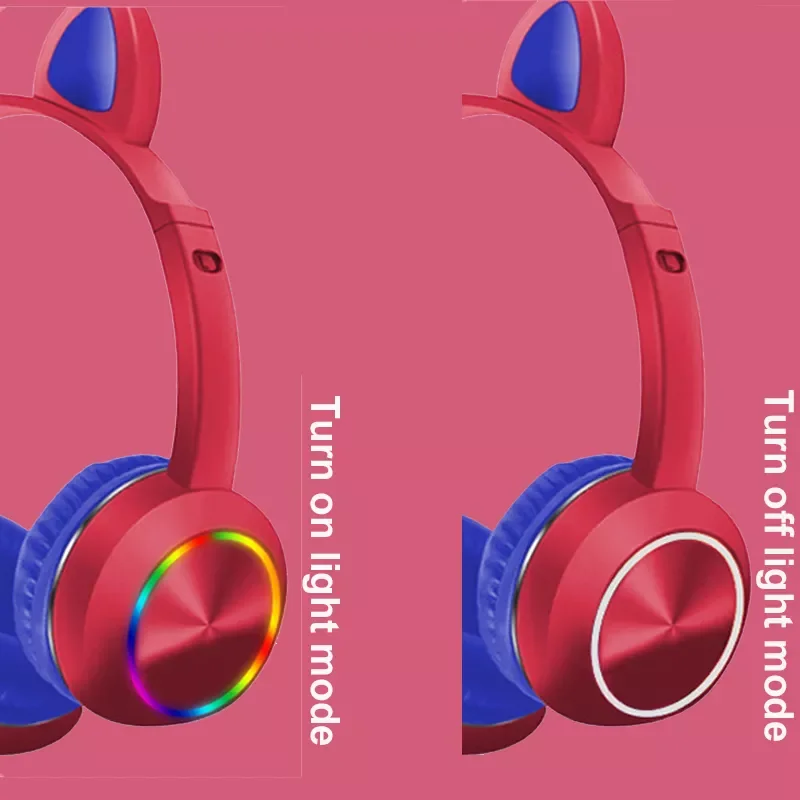 

Ear Wireless Earphones Children Controllable RGB Light Stereo Music Helmet Headsets With Mic Online Learning Headsets Gift