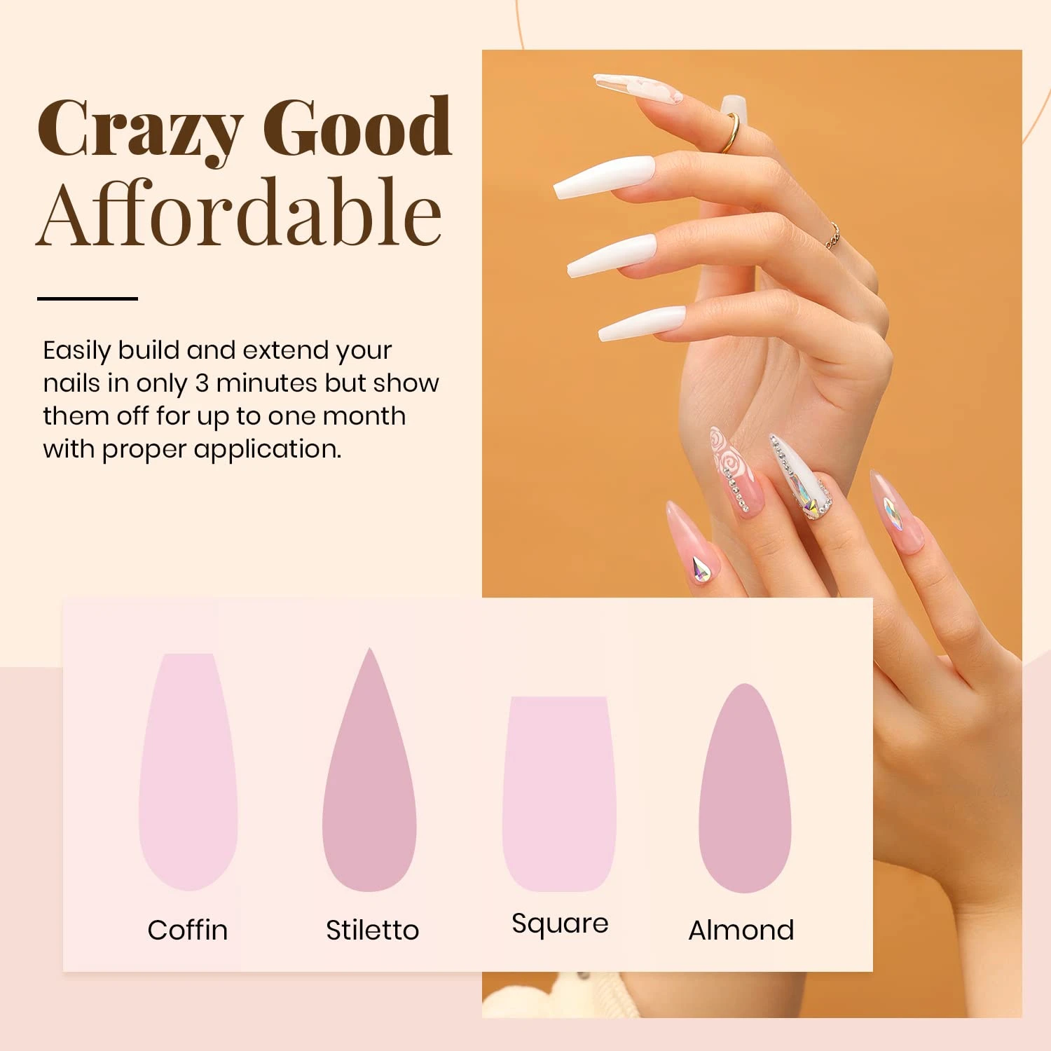 Poly Nail Extension Gel 50ML Makartt Acryl Clear Fast Builder Hybrid Varnish Nude Pink Black White UV Polish