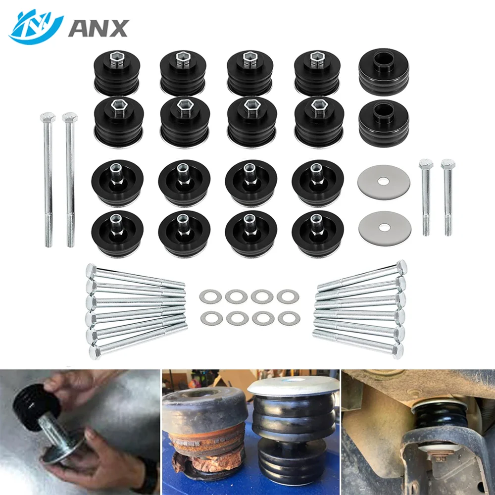 

ANX KF04060BK Body Mount Bushing Kit for Ford F250 F350 2008-2016 2WD 4WD Polyurethane Shock Absorbers Body Cab Mounts (Black)