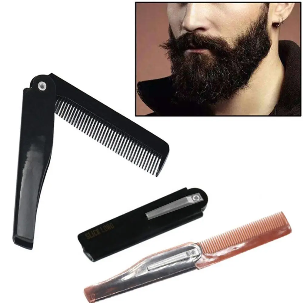 

New Styling Tool Pocket Clip Hairdressing Fine Coarse Teeth Folding Beard Comb Hair Mustaches Brush