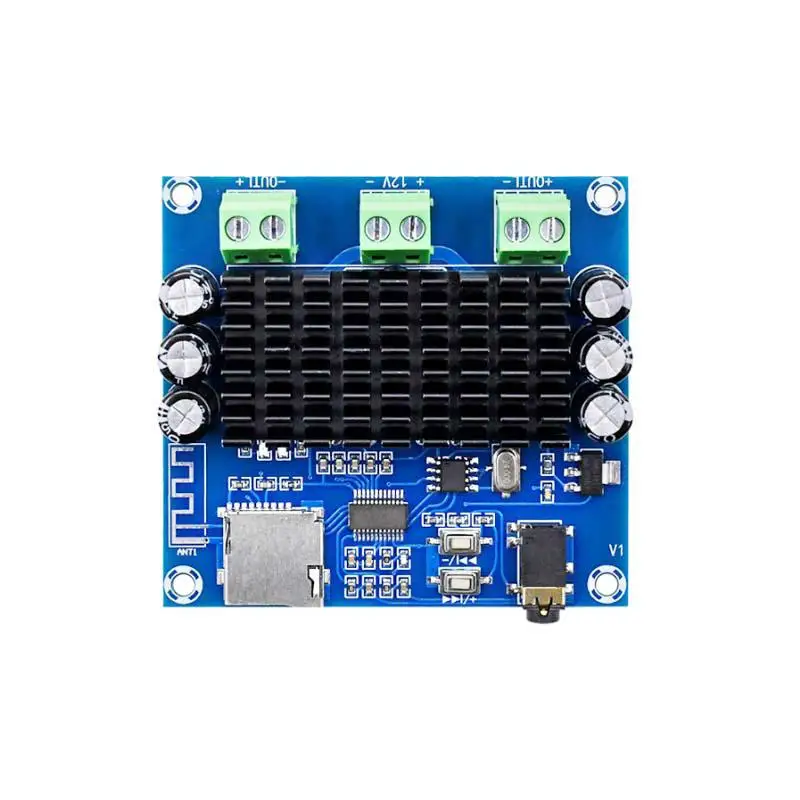 

TDA7297 Bluetooth 5.0 digital Power amplifier board 15W *2 Wireless Stereo Audio AMP Module Support TF Card AUX C5-017