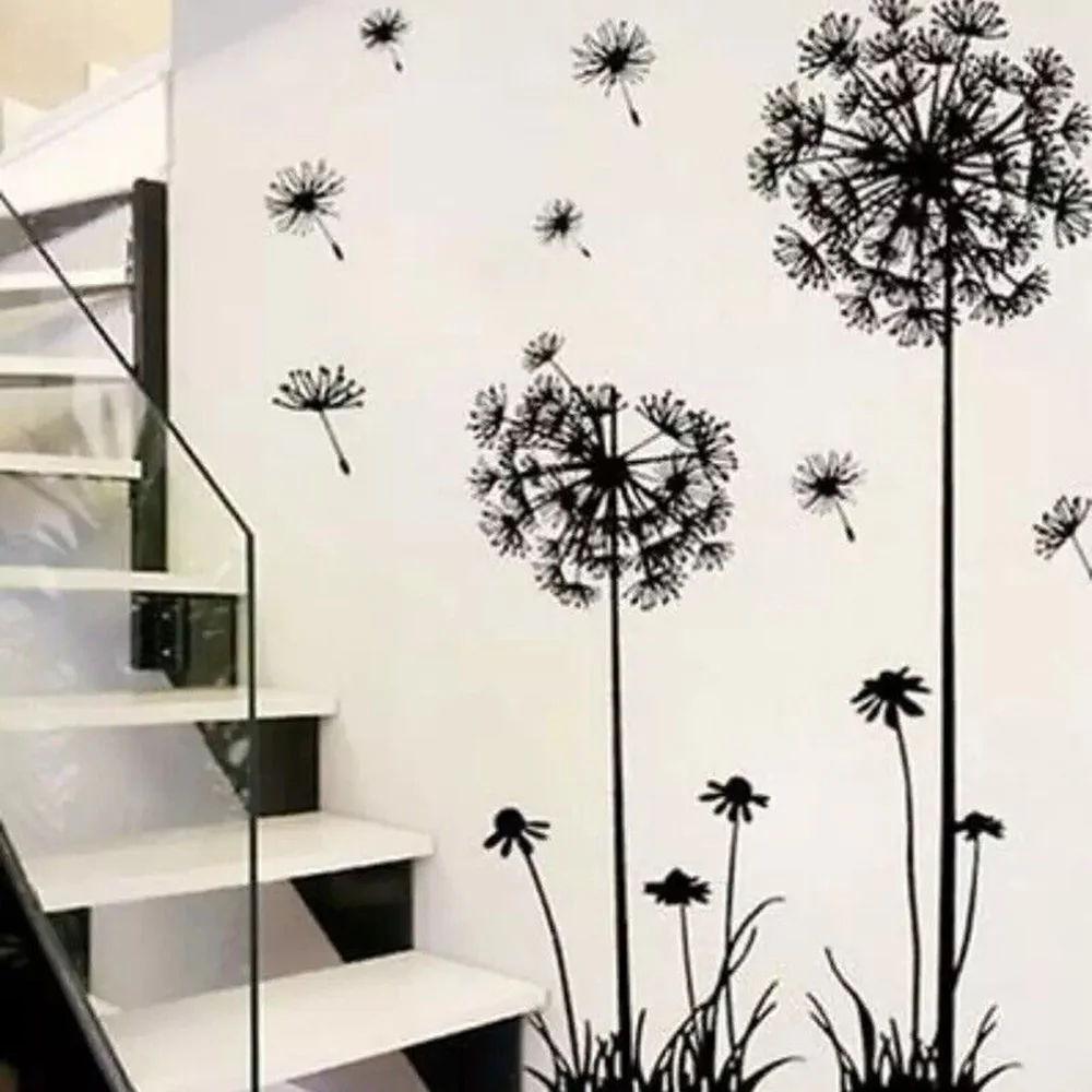 

Black Dandelion Sitting Room Bedroom Wall Stickers Household Adornment Decor Decals Mural Art Poster On The Wall