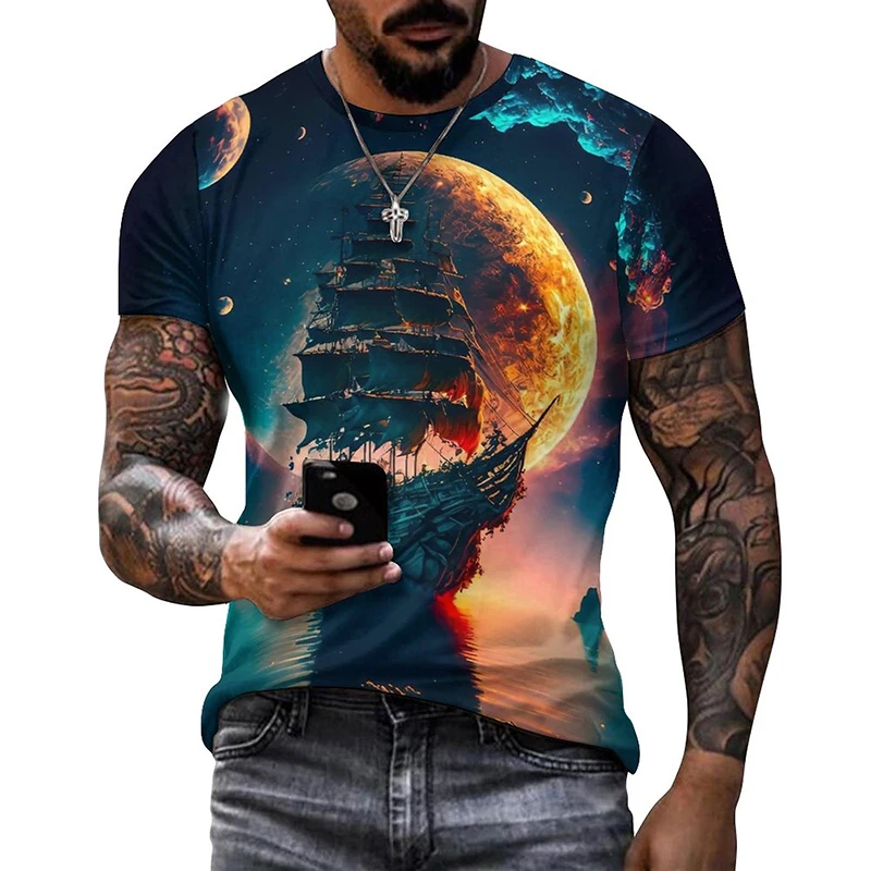 

Summer Hot Selling Nautical T Shirt Adventure 3D Printed T-Shirt Men's Women's Streetwear Short Sleeve Harajuku Fashion Tees