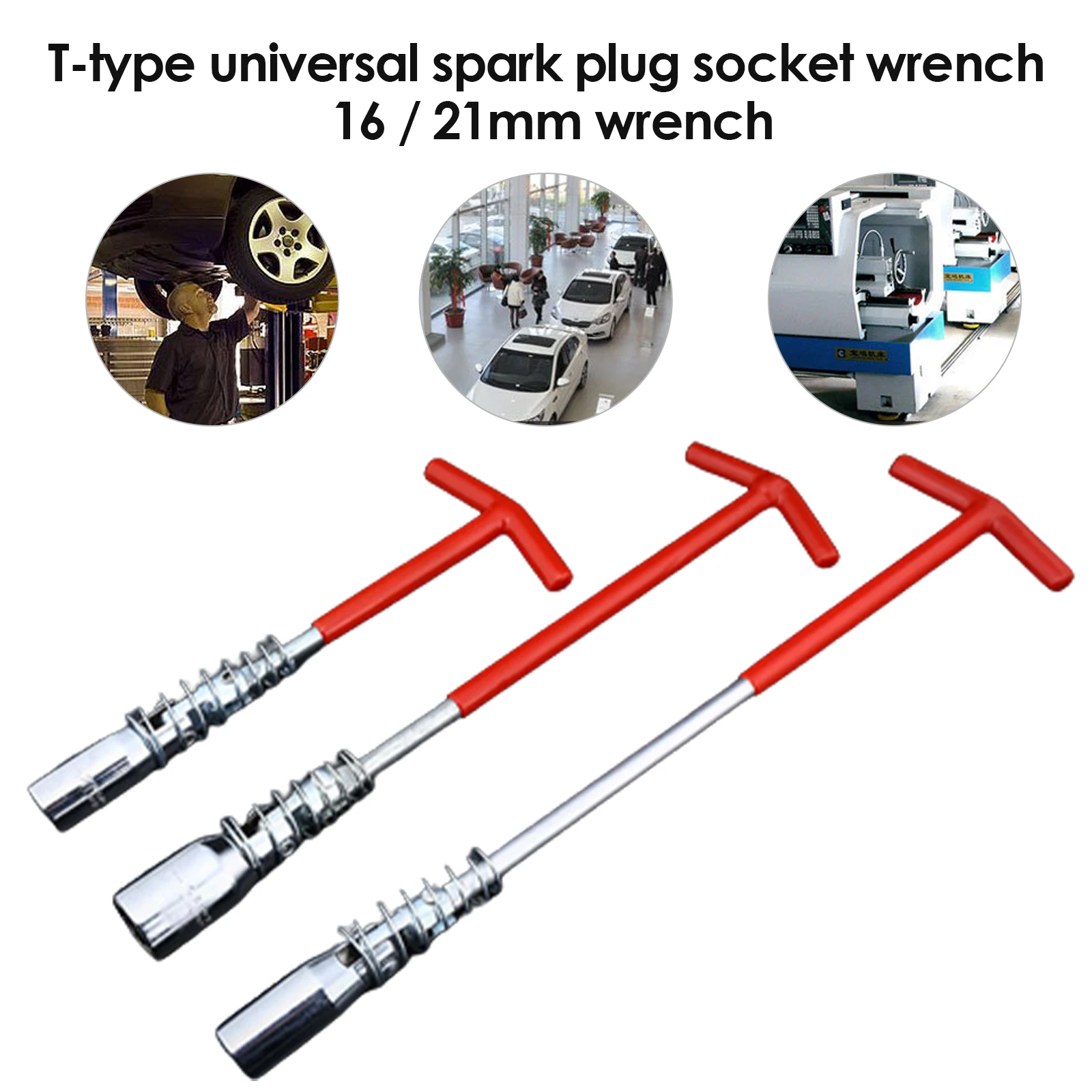 

Automotive Spark Plug T-wrench Removal Installation Tool Socket Spark Plug Maintenance Adjustme Socket Long Handle Wrench