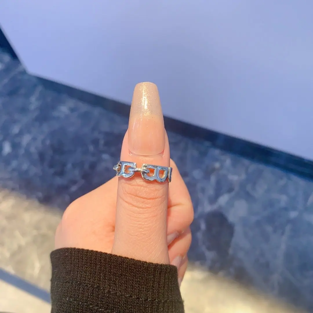 

Sterling S925 Silver Fashion Trend European and American Made Old Hip Hop Retro Personality Girl Ring Pair