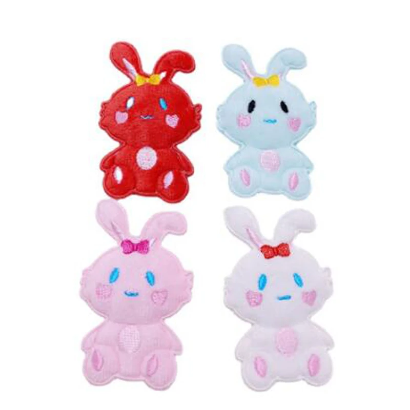 

10pcs/lot 7.5*4.5CM Cute Cartoon Soft Embroidered Rabbit Plush Toy Patchs Scarf Jewelry Accessories DIY Handmade Decorations