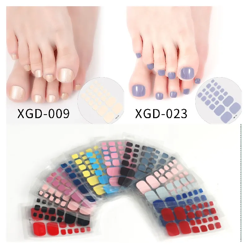 

5pcs Solid Color Toe Nail Stickers Waterproof Fashion Toe Nail Wraps Nail Art Full Cover Adhesive Foil Stickers Manicure Decals