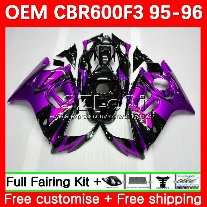 

NEW Purple Injection Body +Tank For HONDA CBR 600F3 600 CBR600 F3 FS CC CBR600F3 95 96 CBR600FS 1995 1996 OEM Fairing 34LQ.302