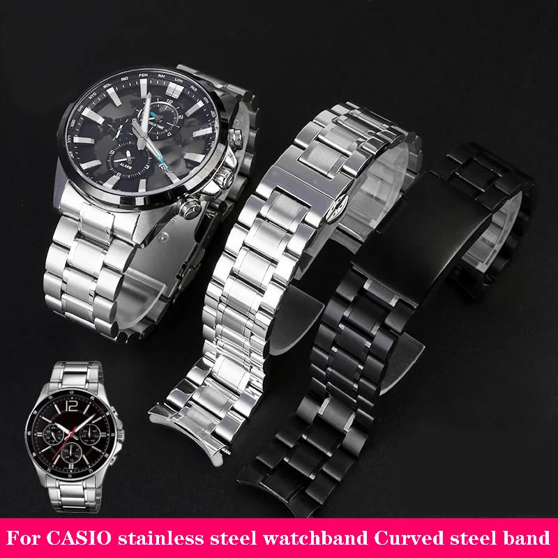 

Stainless Steel Watchband Curved Strap for Casio EFR-526/303/304/530/556/552 Men's BEM-506/501 Bracelet Wristband 20mm 22mm 24mm