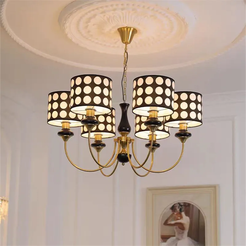 Лампа в горошек американская медная лампа стиле ретро для столовой гостиной