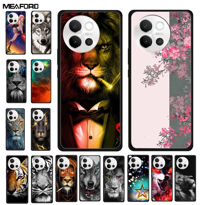 Чехол для Vivo V40 Lite 2024 противоударный чехол с рисунком волка и льва силиконовый