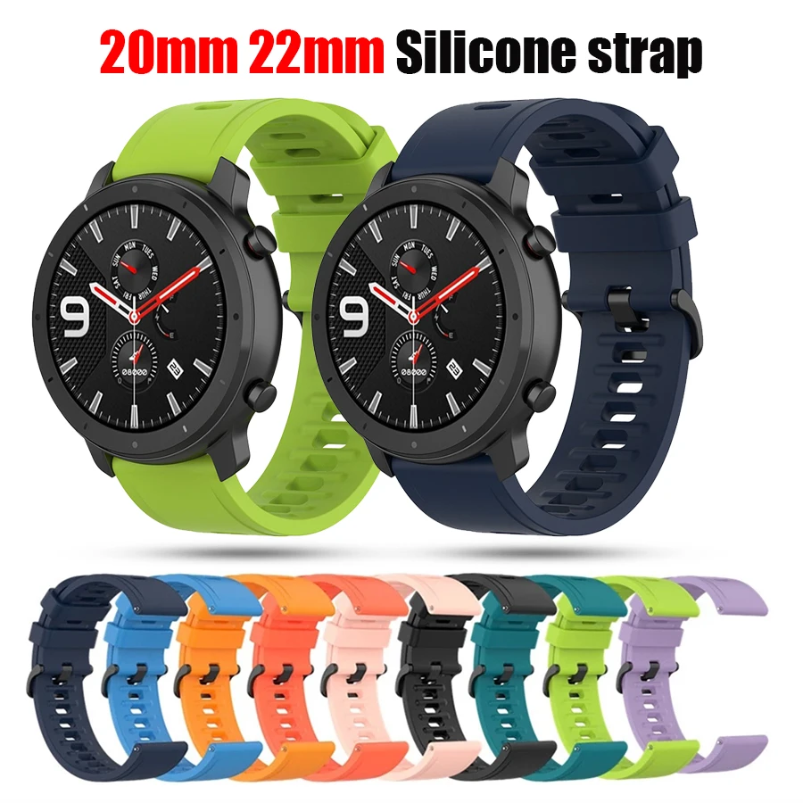

20 22mm Silicone Strap for Huami Amazfit GTR 42mm 47mm Samsung watch 4 Wristband Bracelet For Huawei GT2 Pro GT3 Pro 46MM Correa